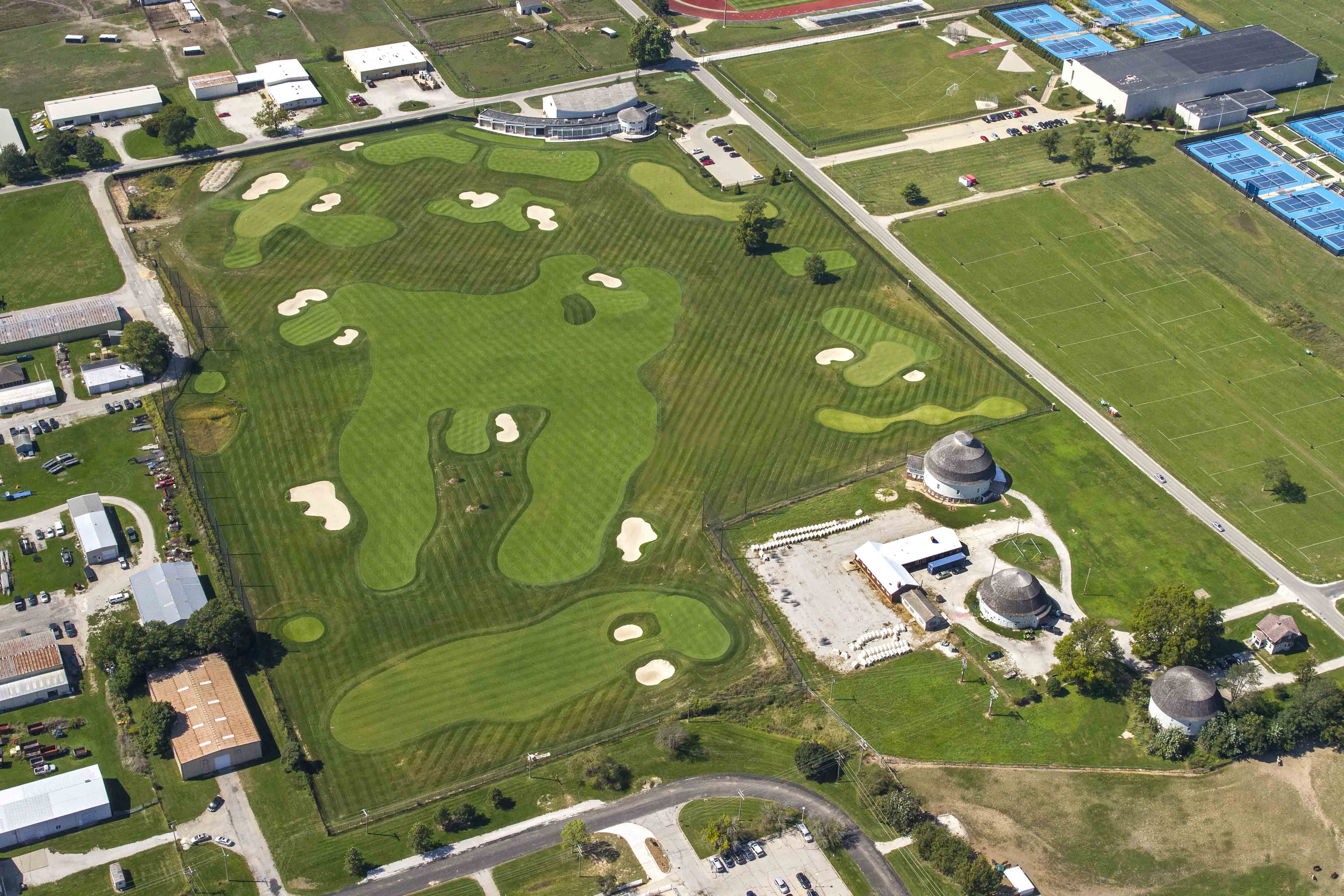 overhead view of golf course